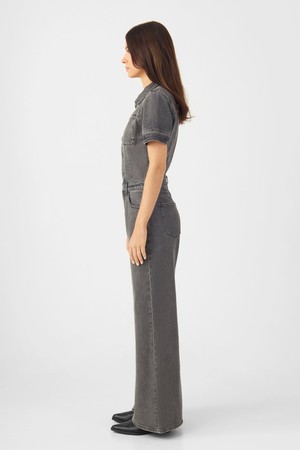 TWITTER Minimal Stretch - Short Sleeve Overall - Dark Grey from DAWN Denim