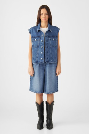 LUNAR Minimal Stretch - Biker Vest - Medium Blue from DAWN Denim