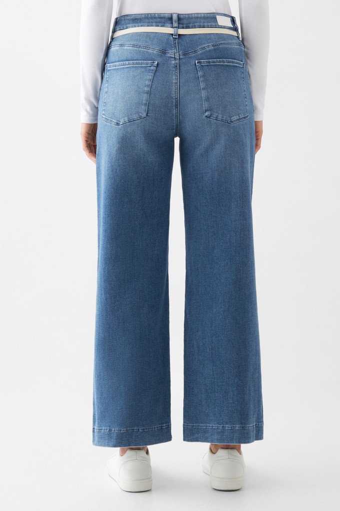 DEW Flared Cropped Soft Denim - French Pocket - Medium Blue from DAWN Denim