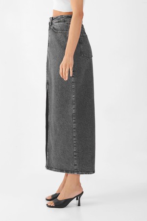 LUCE Midi Skirt - High Waist - Light Grey from DAWN Denim