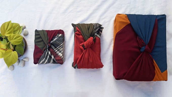 Reusable Set of Furoshiki Pouch and Gift Wrap from Doodlage