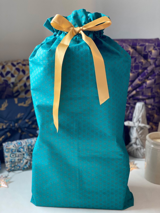 Gift Bag - Jade Green with Bronze Geometric Stars from FabRap