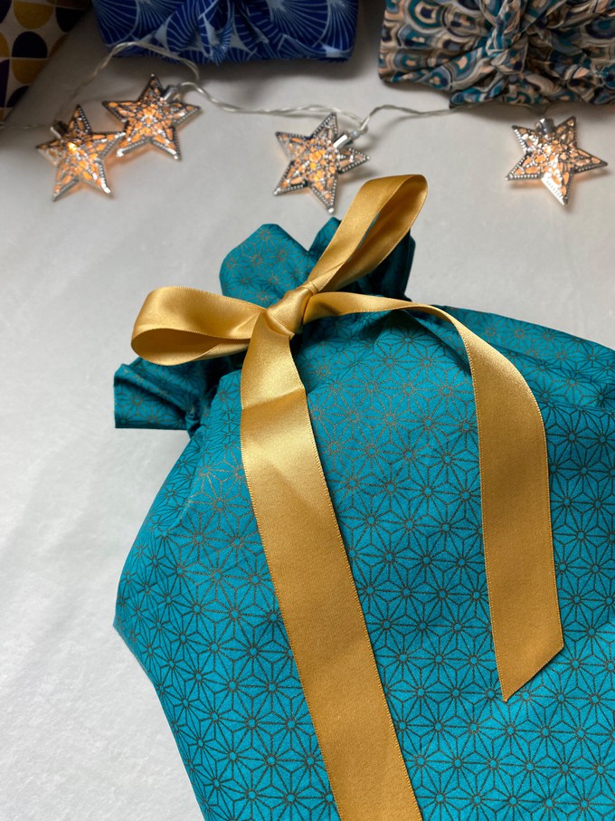 Gift Bag - Jade Green with Bronze Geometric Stars from FabRap