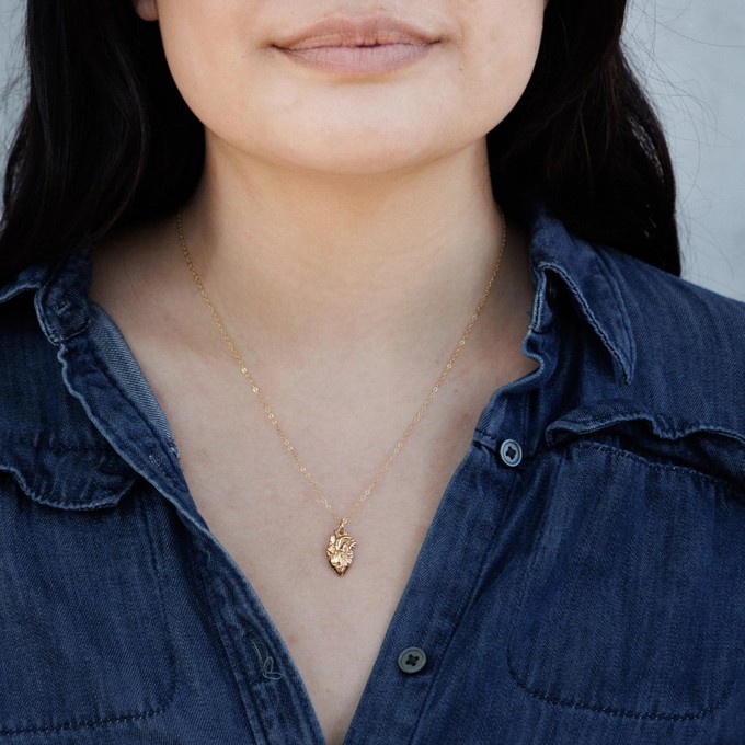 Gold filled necklace with bronze anatomical heart from Fairy Positron