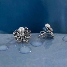 Silver earrings baby octopus via Fairy Positron