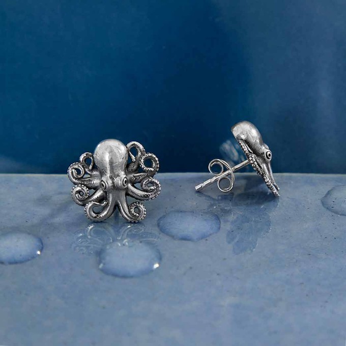 Silver earrings baby octopus from Fairy Positron