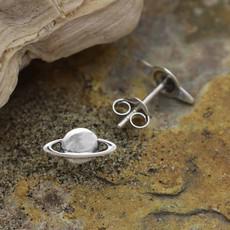 Silver earrings Saturn via Fairy Positron