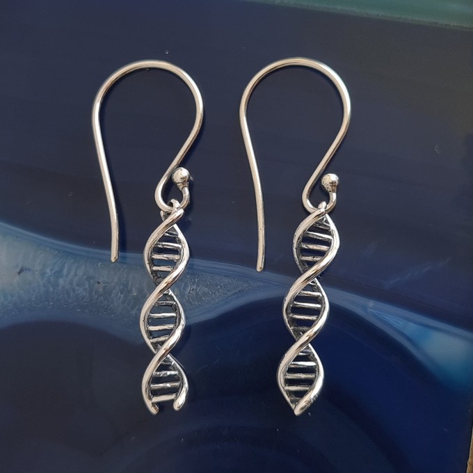 Silver earrings DNA double helix from Fairy Positron