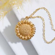 Gold filled necklace with bronze sunflower via Fairy Positron