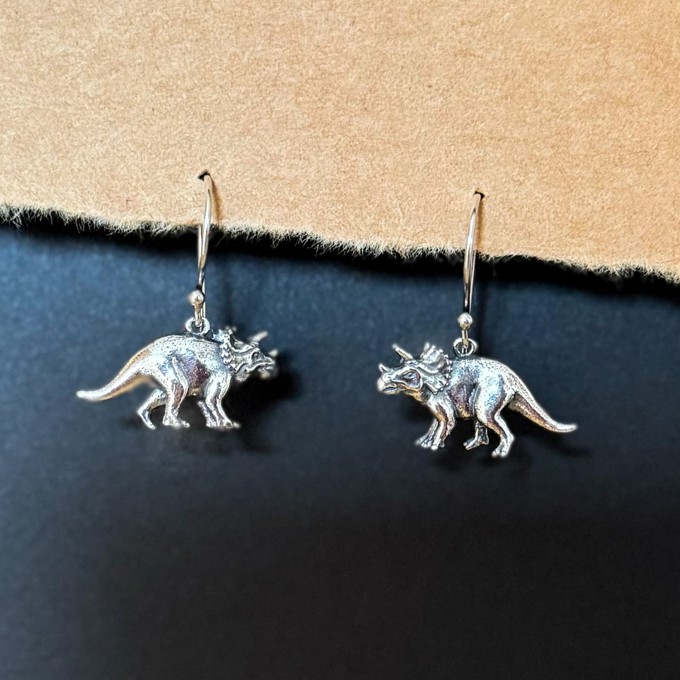 Silver earrings triceratops from Fairy Positron