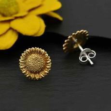 Zilveren studs met bronzen zonnebloem via Fairy Positron