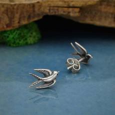 Silver earrings swallow via Fairy Positron