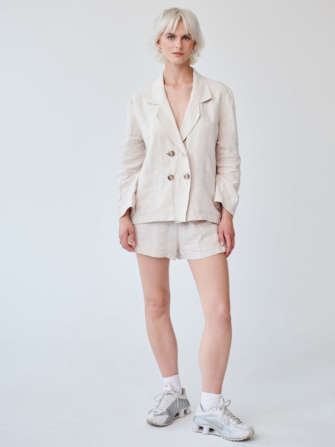 Ethically Made Beige Linen Suit With Shorts from Fanfare Label