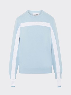 Oversized Blue Jumper With White Stripe -  Sizes 8-12 from Fanfare Label