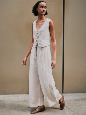 Celeste Linen Trousers in Beige from Fanfare Label