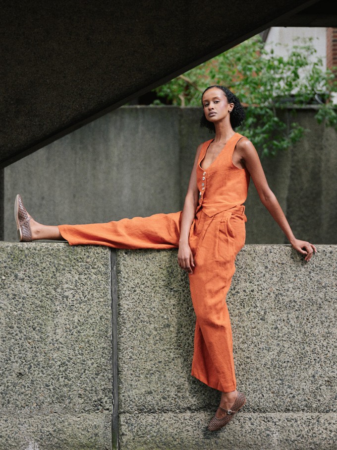 Celeste Linen Trousers in Orange from Fanfare Label