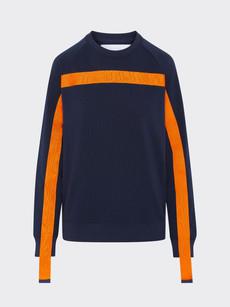 Oversized Navy Jumper With Orange Stripe via Fanfare Label