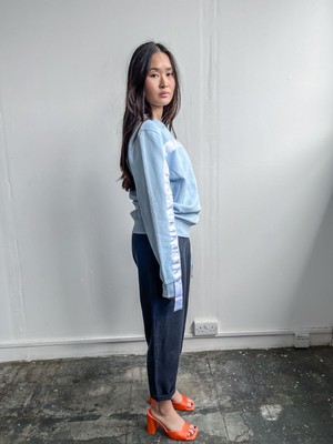 Oversized Blue Jumper With White Stripe -  Sizes 8-12 from Fanfare Label