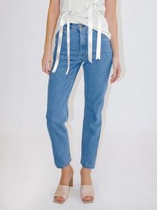 High Waisted Organic & Recycled Mom Fit Plain Jeans via Fanfare Label