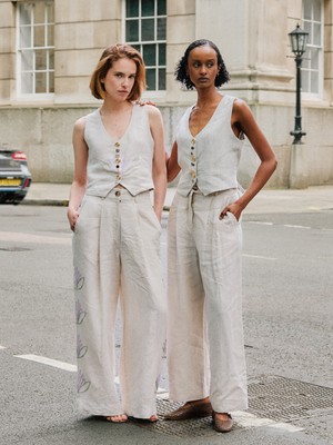 Daphne Linen Waistcoat in Beige from Fanfare Label