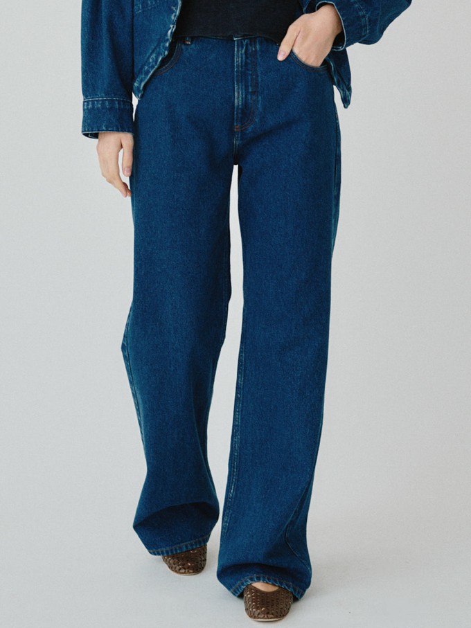 High Waisted Organic & Recycled Wide-Leg Dark Jeans from Fanfare Label