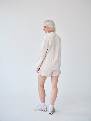 Ethically Made Beige Linen Suit With Shorts from Fanfare Label