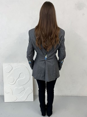 Una Embroidery Upcycled Grey Blazer from Fanfare Label