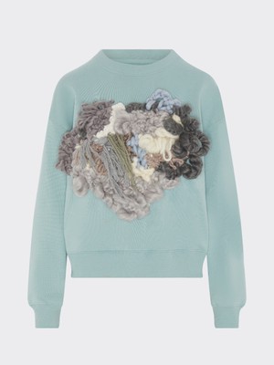 Recycled & Organic Cotton Wool Front Jumper Mint Green from Fanfare Label