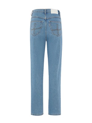 High Waisted Organic & Recycled Mom Fit Plain Jeans from Fanfare Label