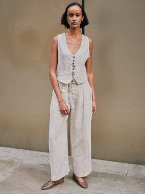 Daphne Linen Waistcoat in Beige from Fanfare Label