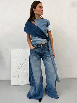 Dora Oversized Upcycled Blue High Waisted Jeans from Fanfare Label