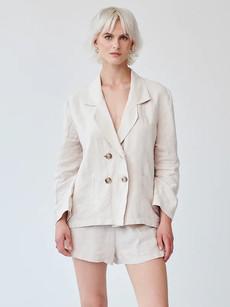 Ethically Made Beige Linen Suit With Shorts via Fanfare Label