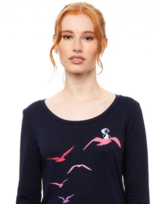 Möwenflug Longsleeve navy from FellHerz T-Shirts - bio, fair & vegan