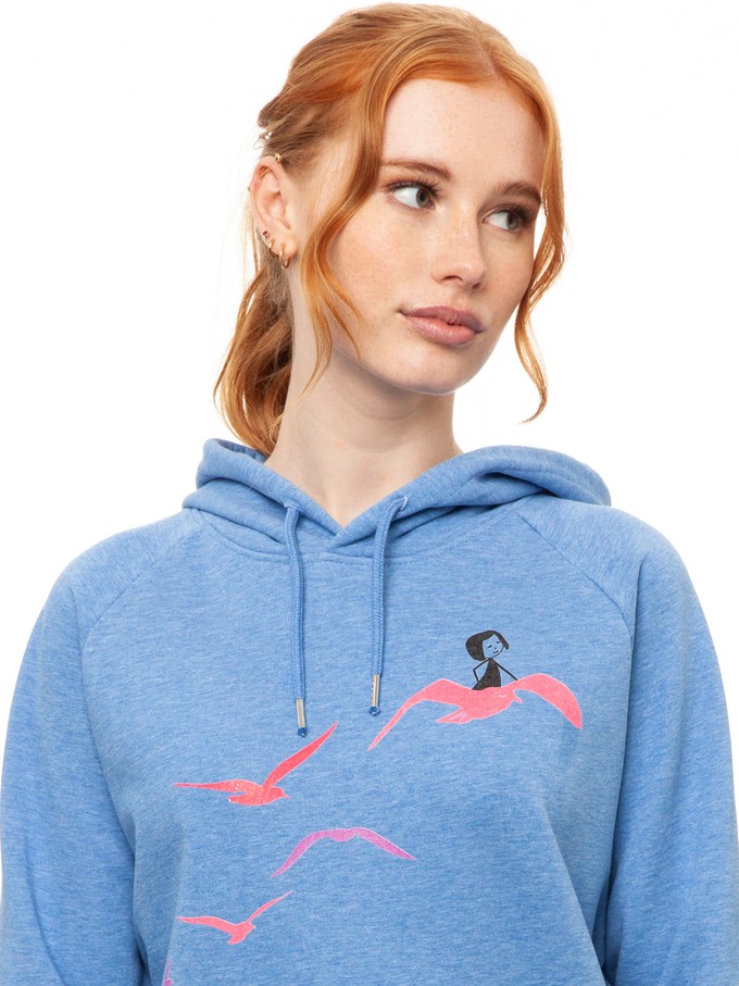 Möwenflug Hoodie blue melange from FellHerz T-Shirts - bio, fair & vegan