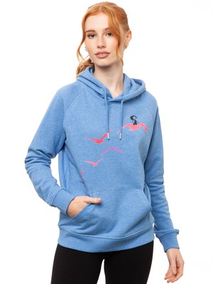 Möwenflug Hoodie blue melange from FellHerz T-Shirts - bio, fair & vegan