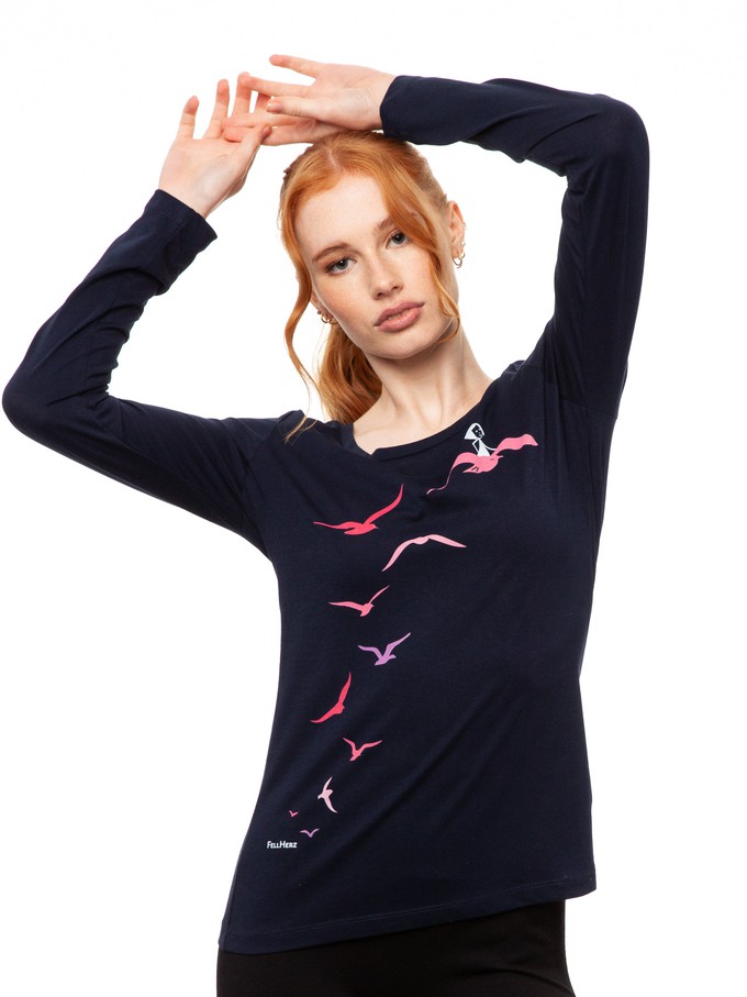 Möwenflug Longsleeve navy from FellHerz T-Shirts - bio, fair & vegan