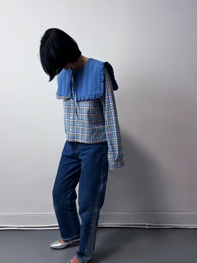 The "bOaN series" Blue Checkered Ralph Lauren Shirt - Statement collar -L from Fitolojio Workshop