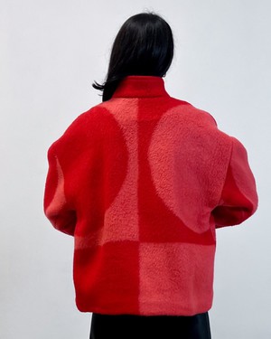 Our "RED WINTER ORCHID"  wool Blanket Made COAT - M (Fit S/M) from Fitolojio Workshop