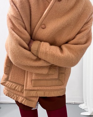 Our "DEEP PEACH"  wool Blanket Made COAT - M from Fitolojio Workshop