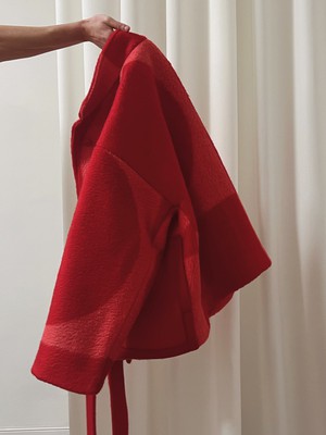 Our "RED WINTER ORCHID"  wool Blanket Made COAT - M (Fit S/M) from Fitolojio Workshop