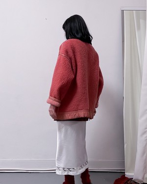 Our "ROUGE & ROSE"  Reversible wool Blanket Made COAT - M- from Fitolojio Workshop