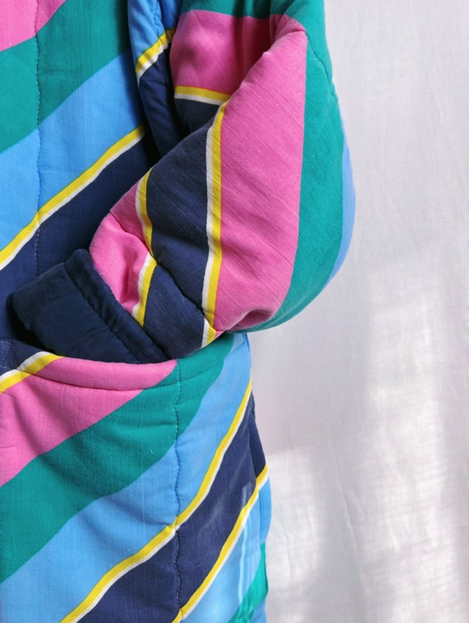 Our "STRIPES SKY BLUE" Blankets Made Collar COAT - M from Fitolojio Workshop