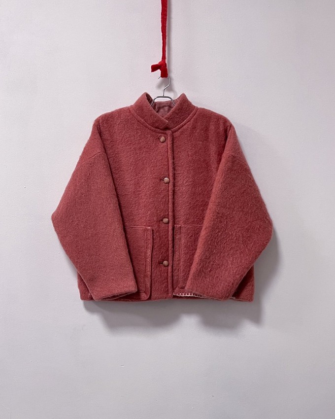 Our "Mr  CRAMER ROUGE PINK"  wool Blanket Made COAT - L- (Fit M/L) from Fitolojio Workshop