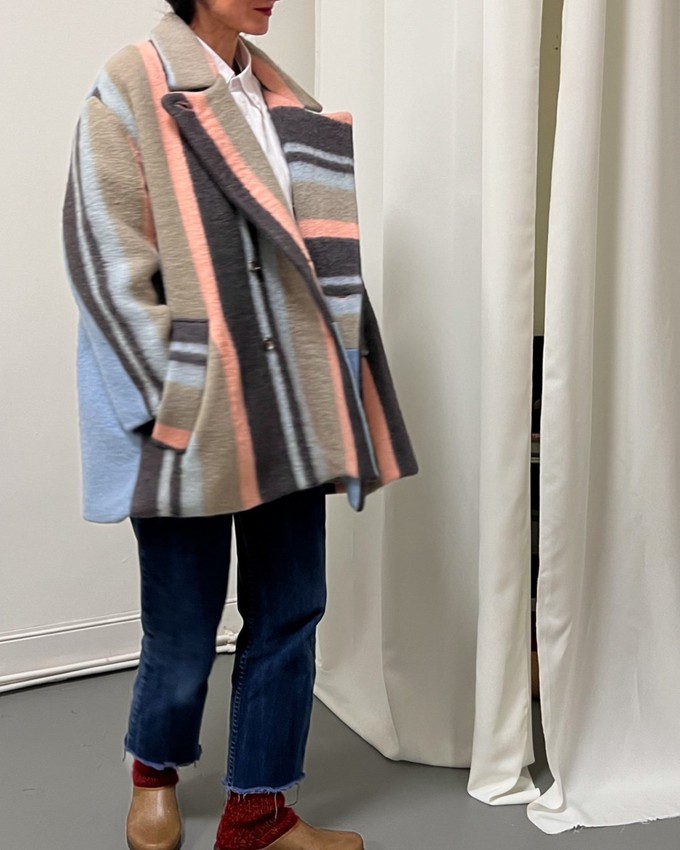 Our "STRIPES & ROSES"  Blankets Made SHORT BLAZER - COAT - M from Fitolojio Workshop