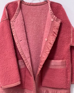 Our "ROUGE & ROSE"  Reversible wool Blanket Made COAT - M- from Fitolojio Workshop