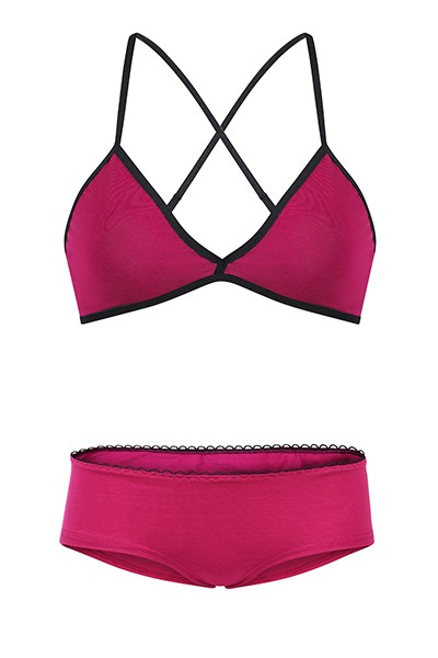 Set: Bio bra + hipster panties, berry from Frija Omina