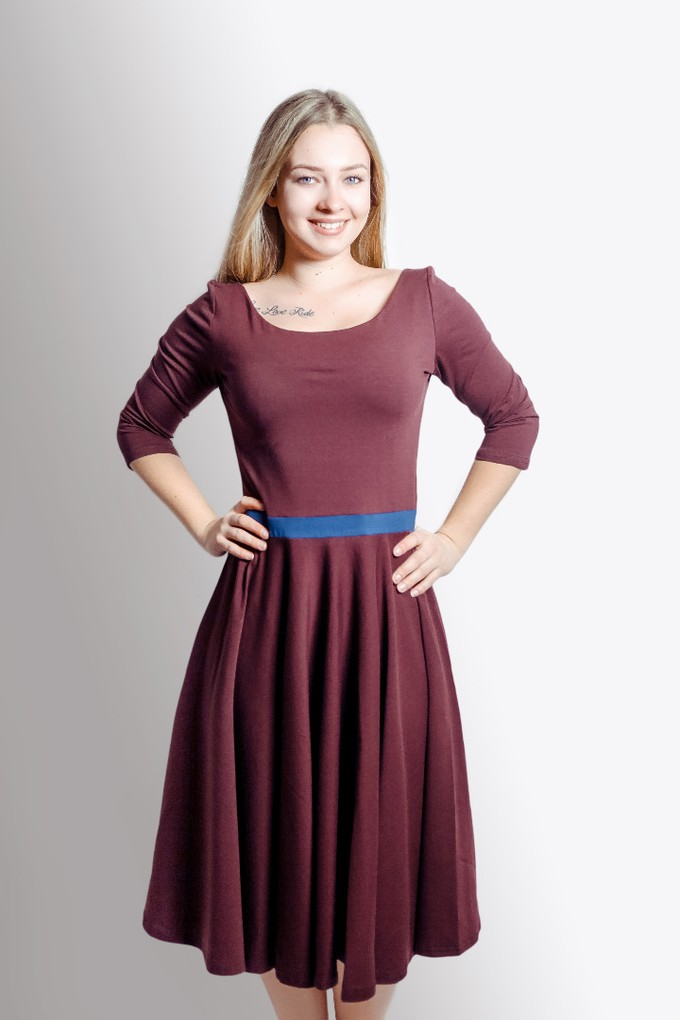 Organic dress Vrida, aubergine / blue from Frija Omina