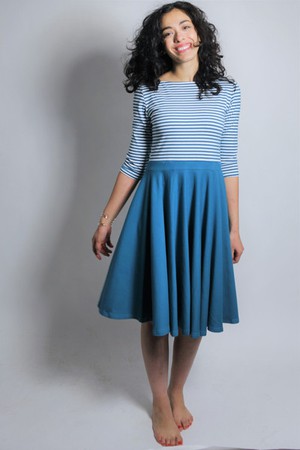 Organic dress Vrida, teal / stripes from Frija Omina