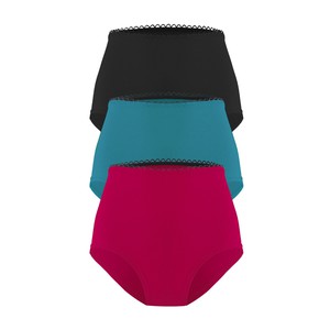 set of 3 organic hight waist knickers Lille black/teal/berry from Frija Omina