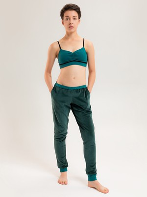 Organic velour pants Hygge smaragd (green) / pine (green) from Frija Omina